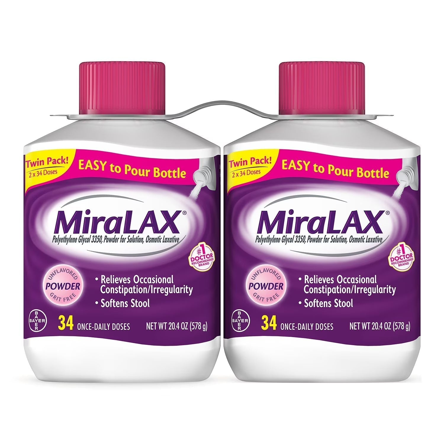 미라락스 MiraLAX PEG 3350 가루형 변비 완화제 34회분 2개입