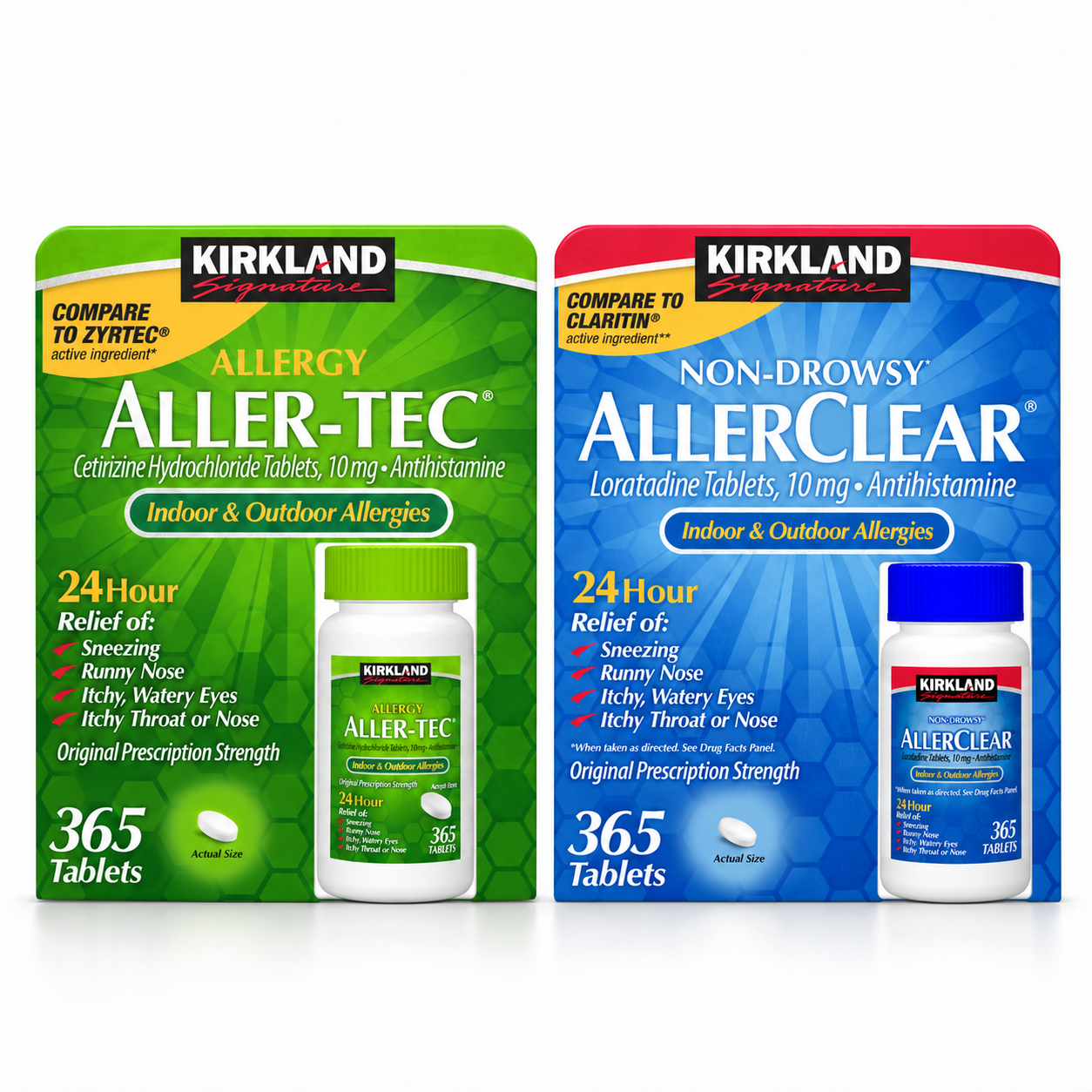 Kirkland Aller-Tec and AllerClear allergy medicine
