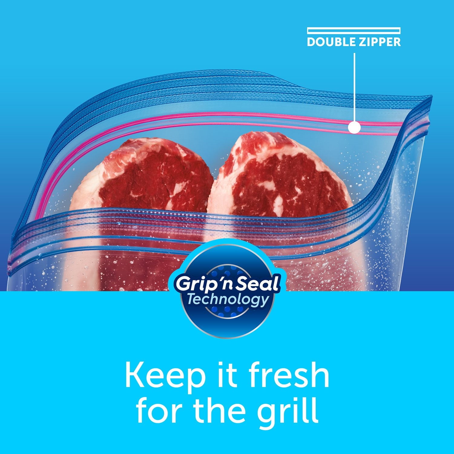 Ziploc Grip n' Seal 2ガロン冷凍用バッグ、30個入り。