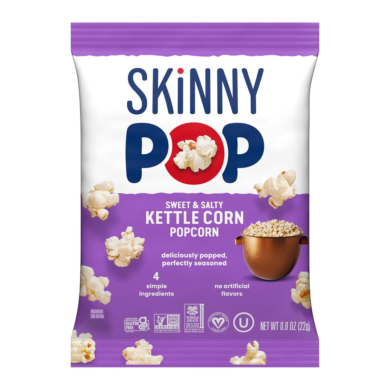 SkinnyPop バラエティ スナック パック ポップコーン、0.5 オンス、36 個入り。