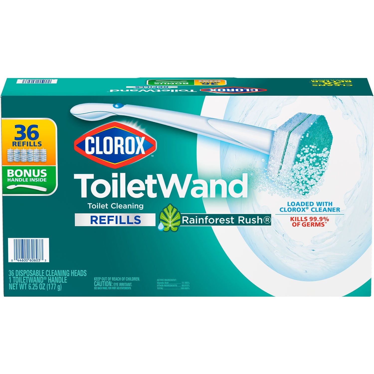 クロロックス トイレワンド トイレクリーニングキット レインフォレストラッシュ トイレワンドハンドル1個 + 詰め替え用洗剤36個