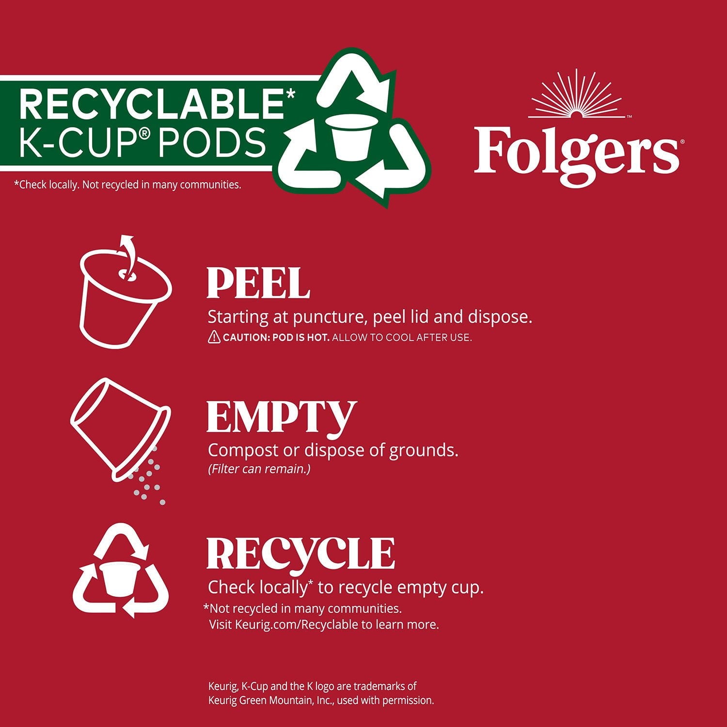 フォルジャーズ ダークロースト K-Cup コーヒーポッド、ブラックシルク、100 個入り。