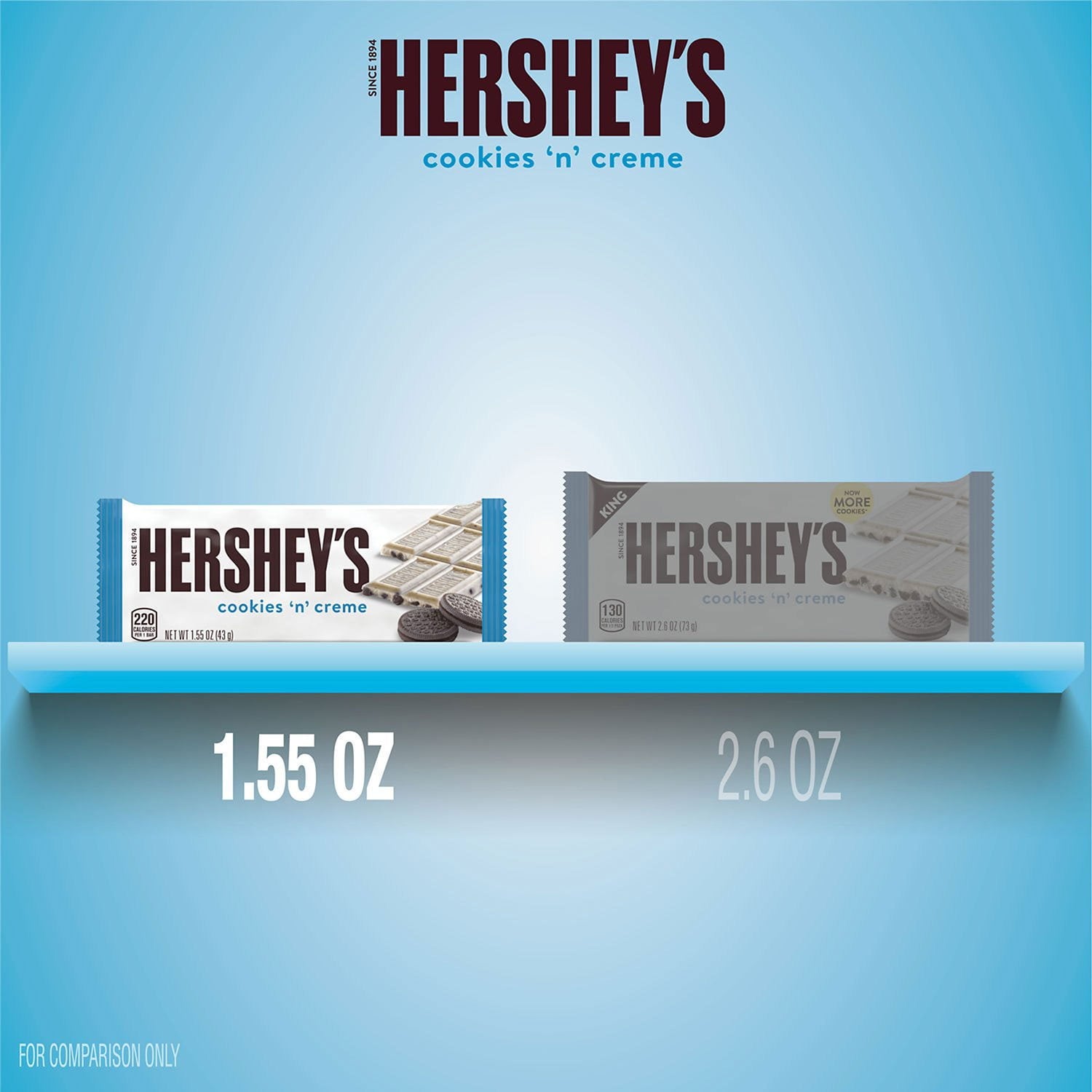 HERSHEY'S クッキー＆クリーム キャンディーバー、フルサイズ、1.55 オンス、36 個入り。