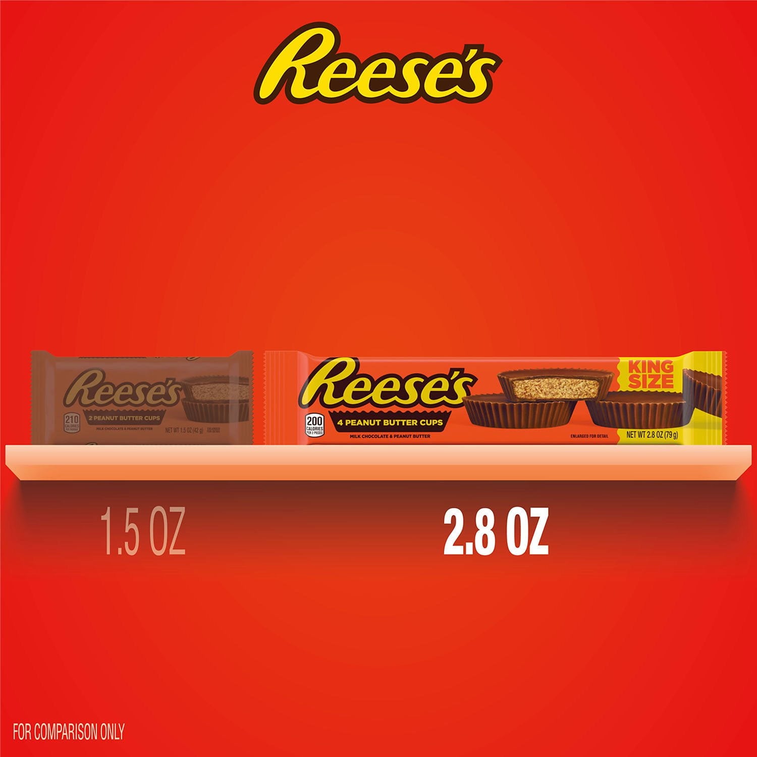 REESE'S ミルクチョコレートピーナッツバターカップ、キングサイズ、2.8 オンス、24 個入り。