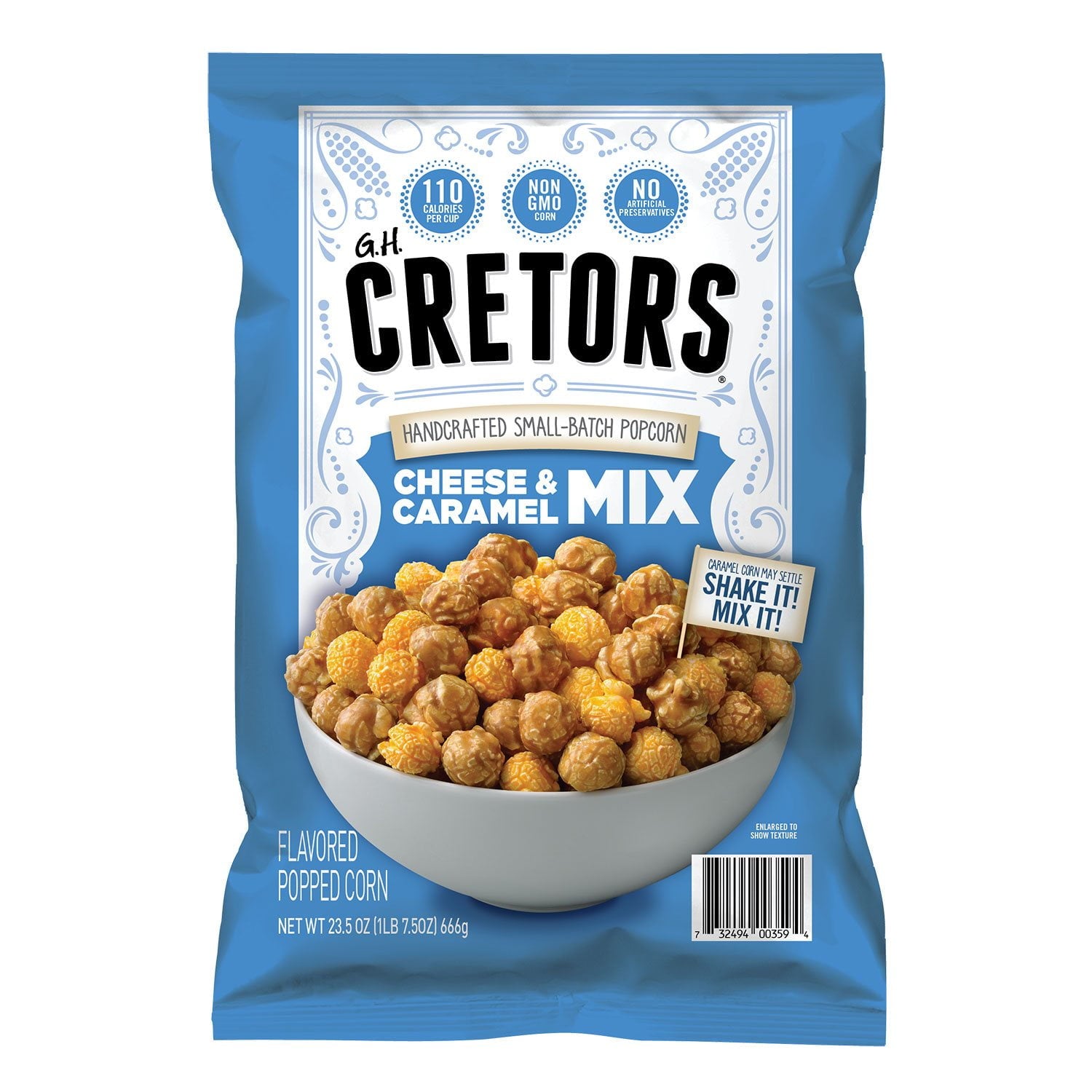 CRETORS チーズ &amp; キャラメル風味ポップコーンミックス、23.5 オンス。