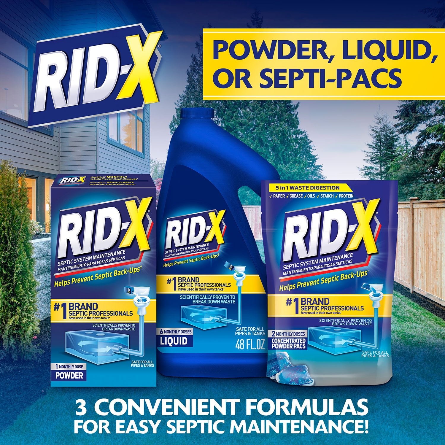RID-X 浄化槽処理粉末、49 オンス。