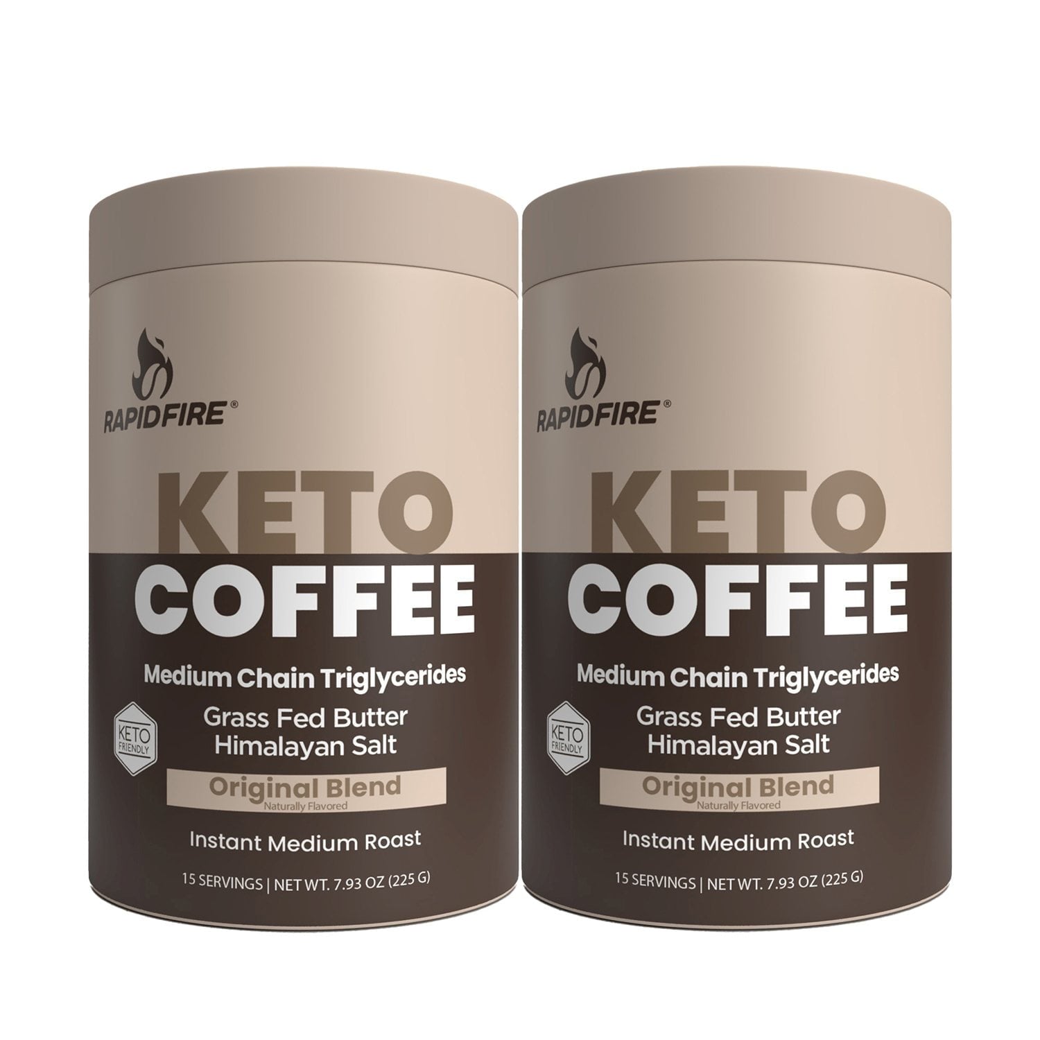 래피드 파이어 케토 인스턴트 미디엄 로스트 커피 7.93 oz × 2 – 저탄수 케토 커피