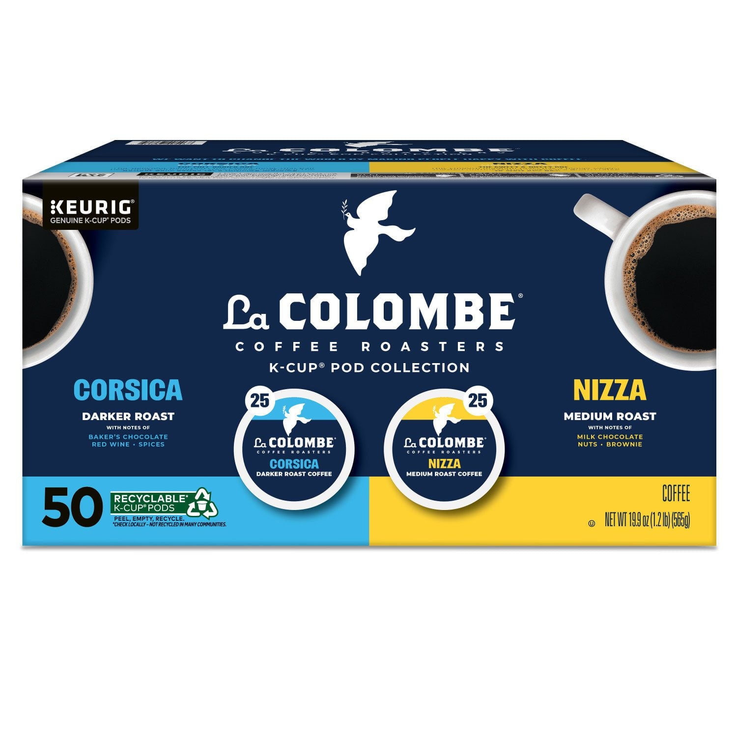 La Colombe Coffee Roasters ミディアムダークローストコーヒーポッド、バラエティパック、50 個入り。