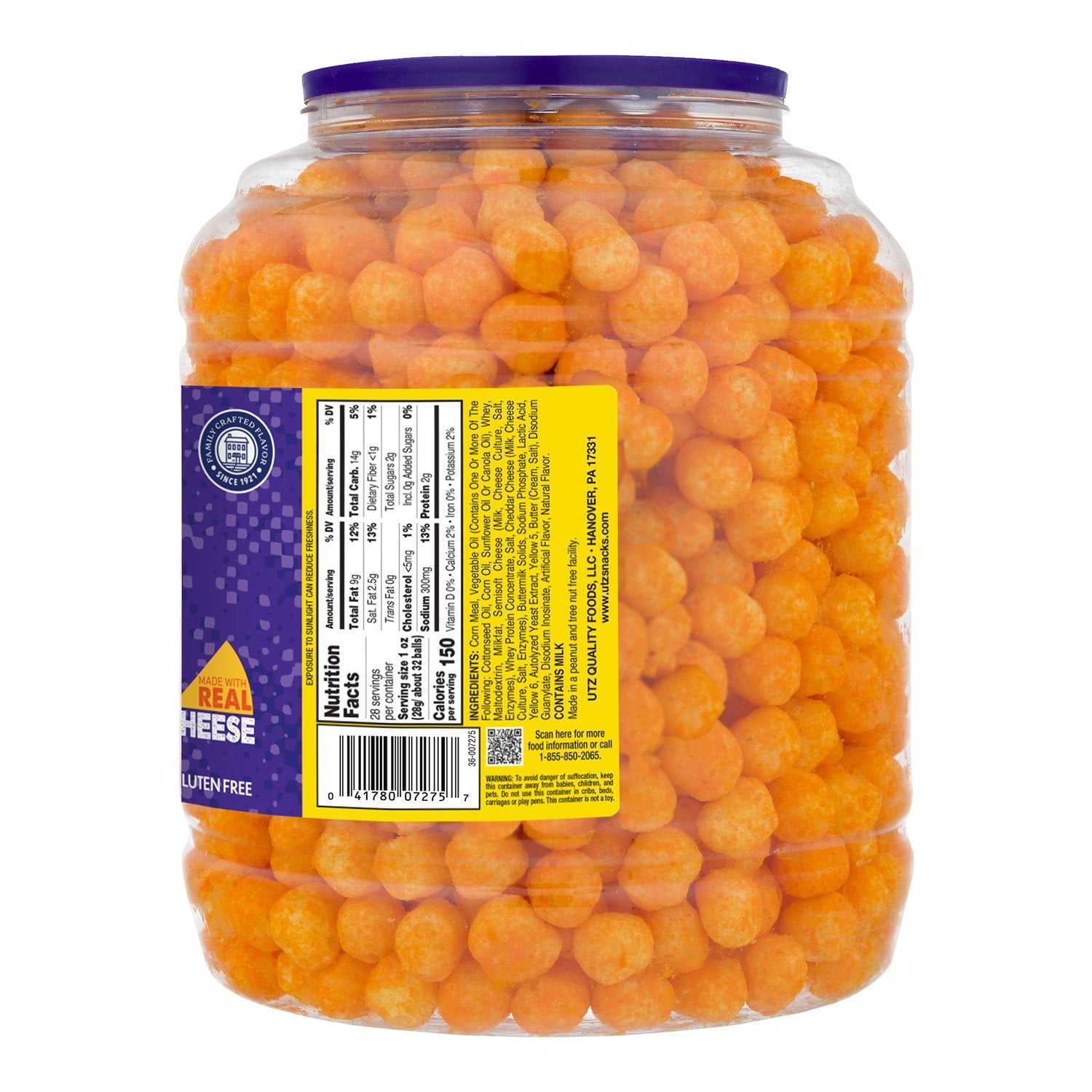 Utz チーズボールバレル、28オンス。