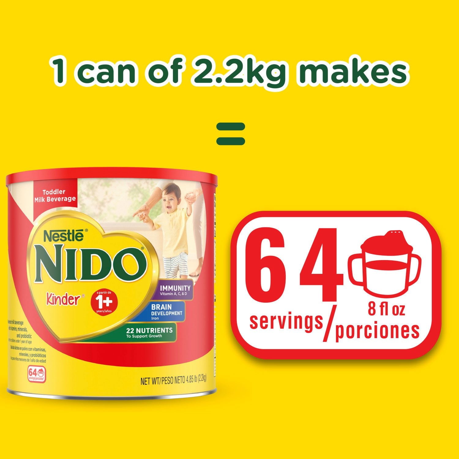ネスレ NIDO 1+ 幼児用ミルク飲料、4.85 ポンド。
