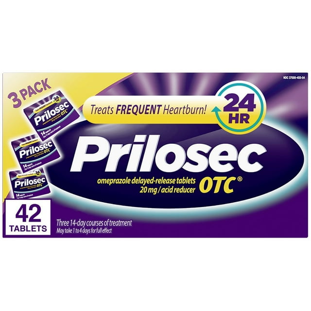 プリロセック OTC 胸焼け・酸抑制錠、20 mg、42 錠。