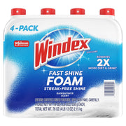 Windex ファーストシャイン フォームガラスクリーナー、液だれしないエアゾール洗浄スプレー、19 オンス、4 個パック。