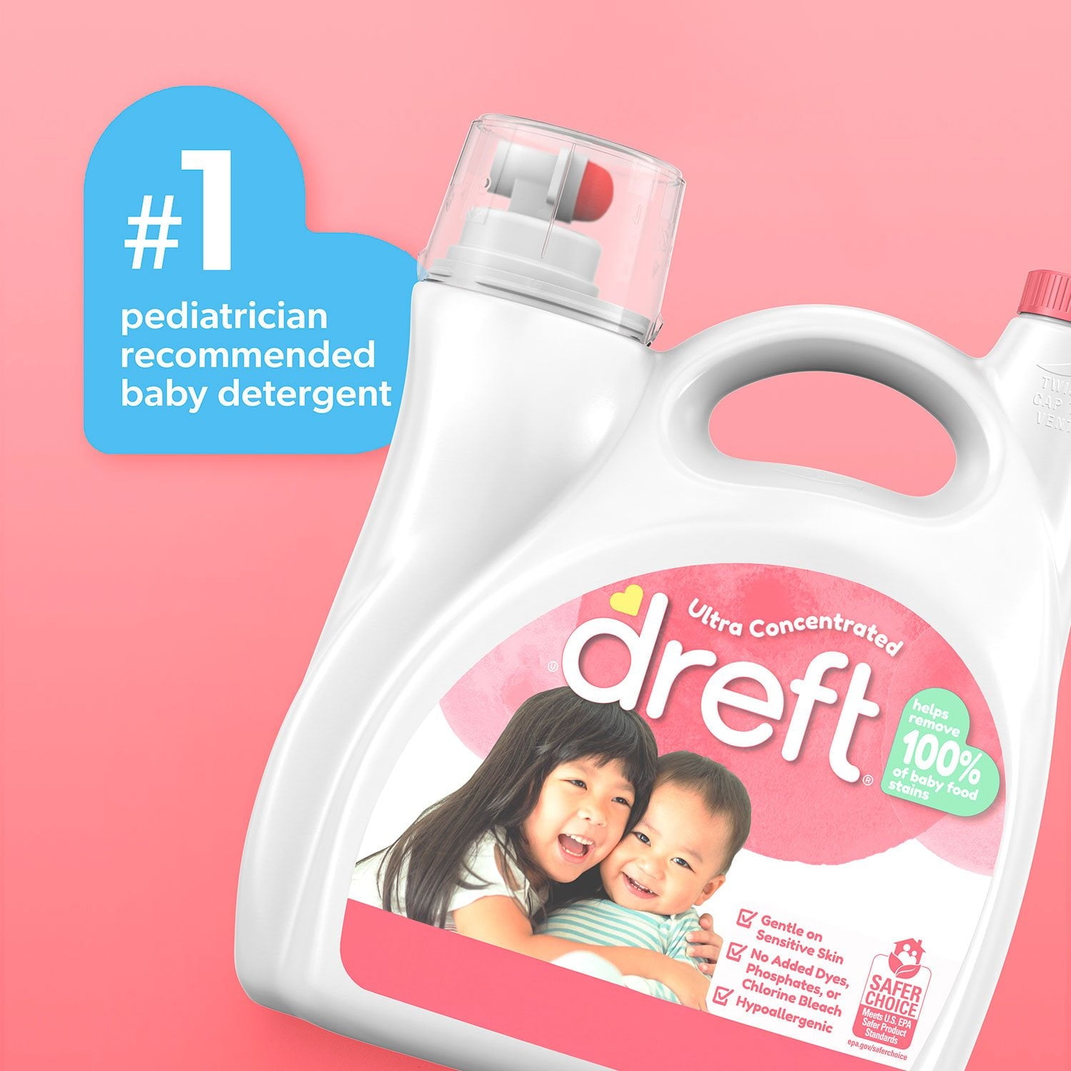드레프트 베이비 액상 세탁세제 – 신생아 저자극 포뮬라, 125회 / 170fl oz