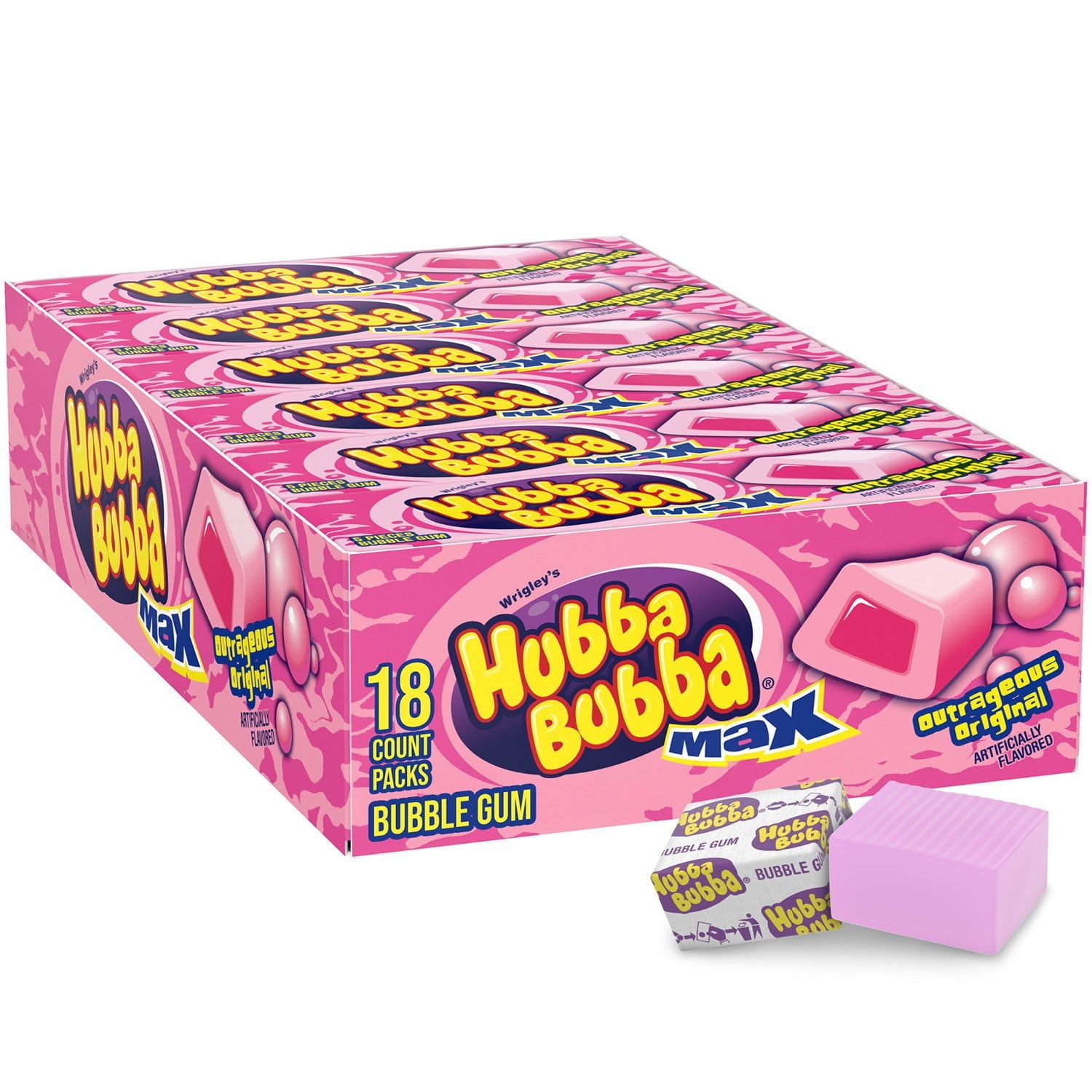 Hubba Bubba オリジナル バブルガム、18 個入り。