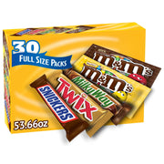 マース チョコレート キャンディー バー、バラエティ パック、フルサイズ、30 個入り。