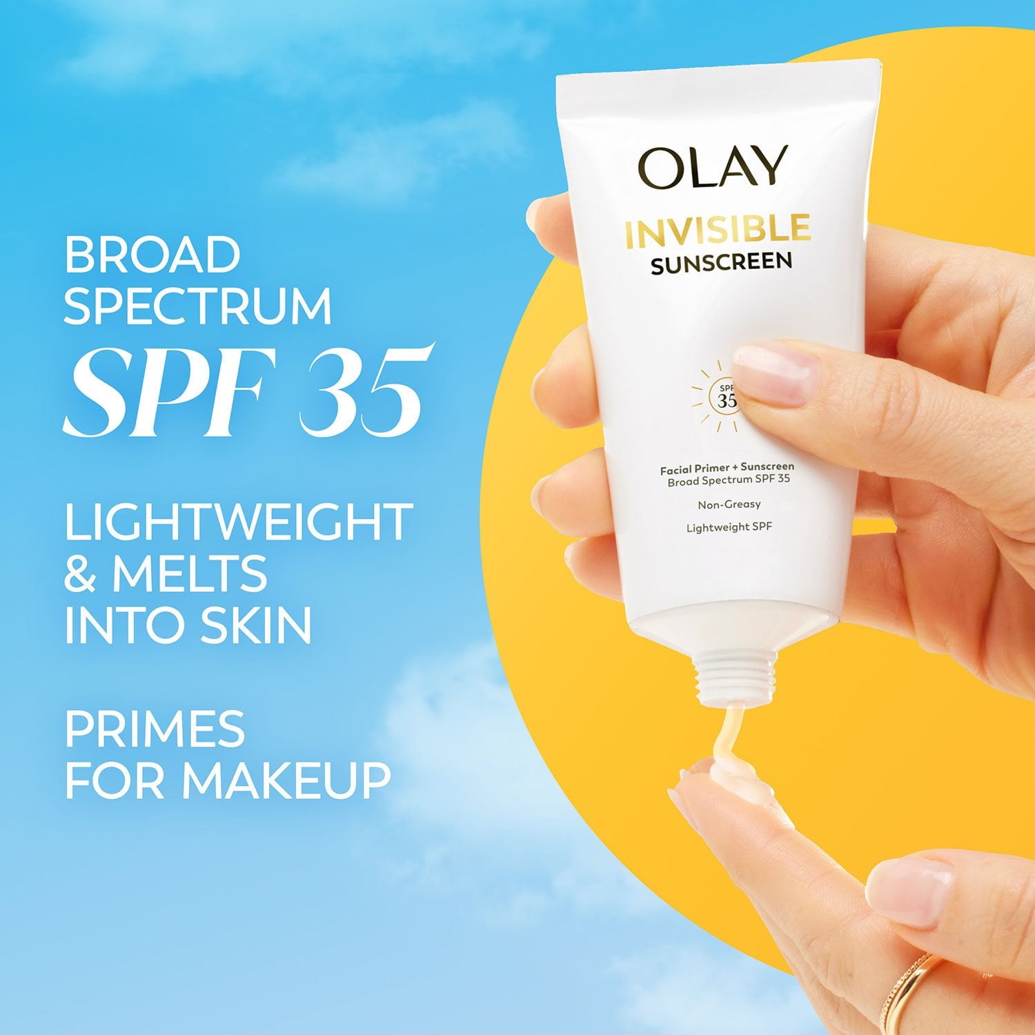 올레이 인비저블 선스크린 SPF 35 + 프라이머 1.7 fl. oz × 2 – 메이크업 겸용 선케어