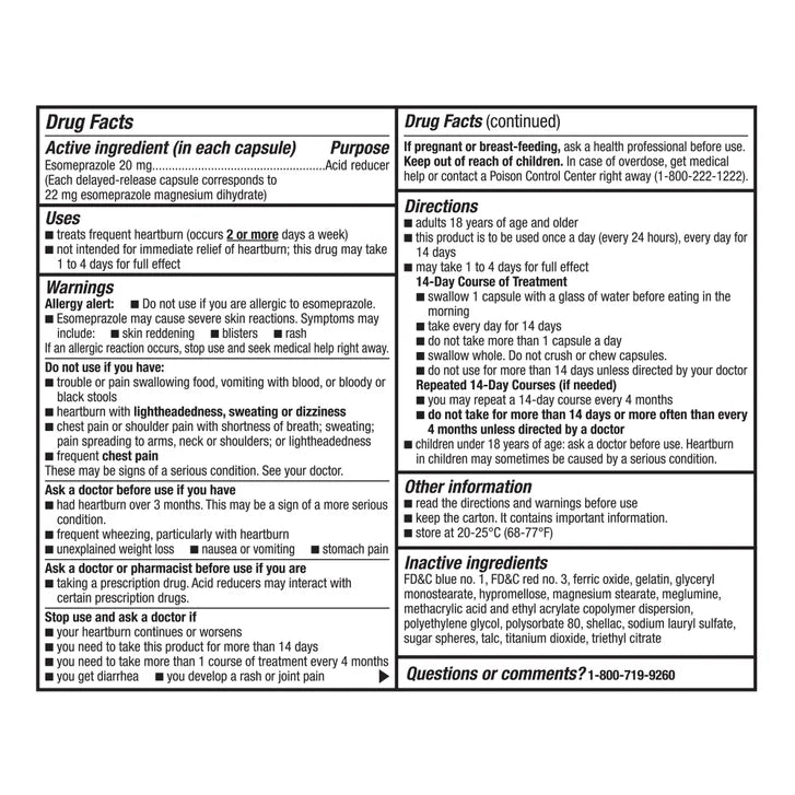 カークランドシグネチャー エソメプラゾール 20 mg、42 カプセル