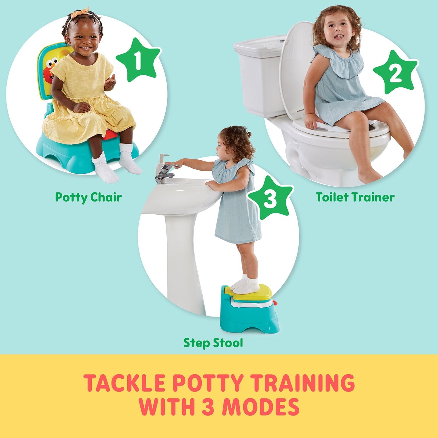セサミストリート 3-in-1 トイレチェア＆ステップスツール スタイルを選ぼう