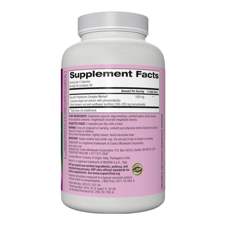 トゥルナチュア プレミアム ターメリック 1,000 mg、ベジタリアンカプセル 180 錠
