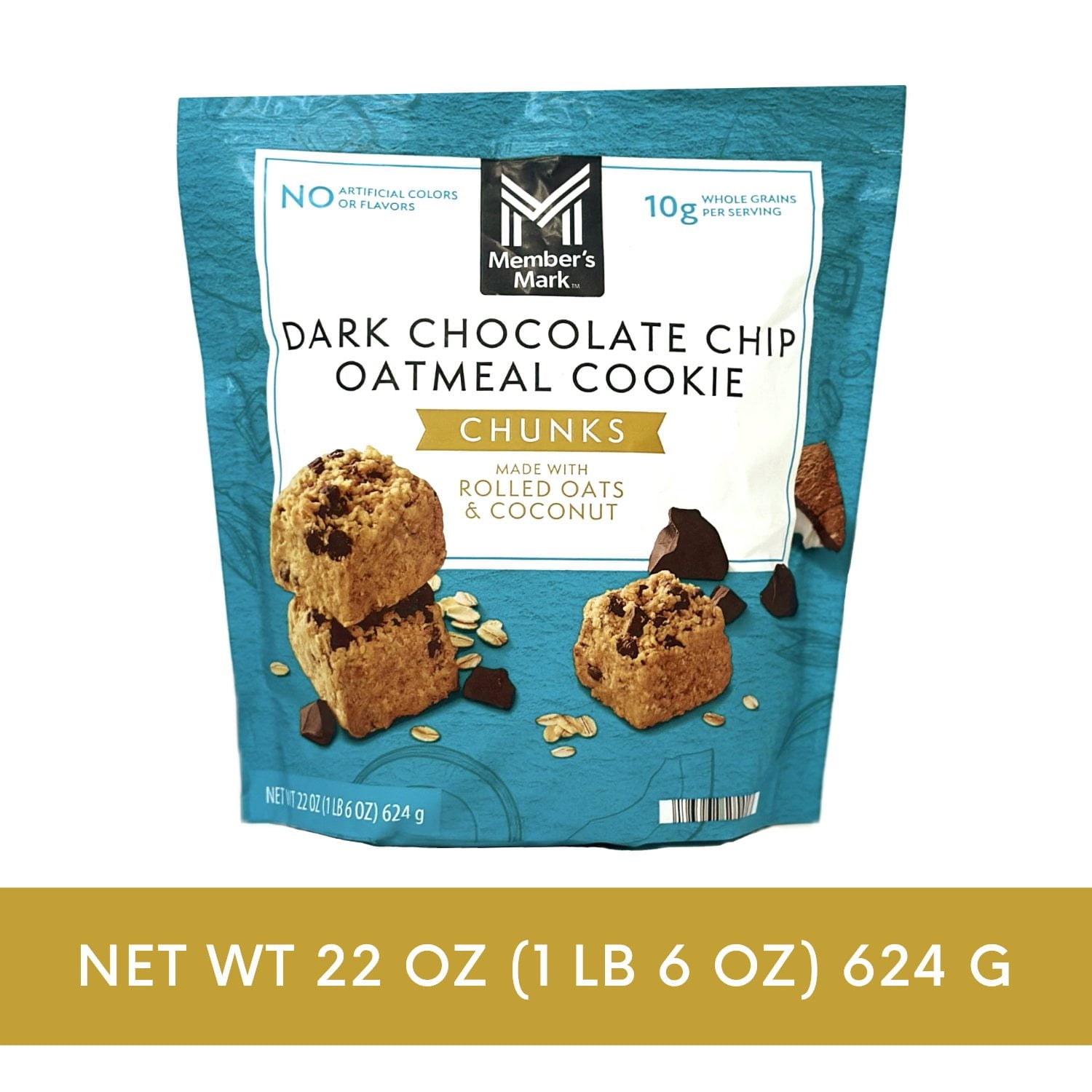 メンバーズマーク ダークチョコレートチップ オートミールクッキーチャンク、22オンス。
