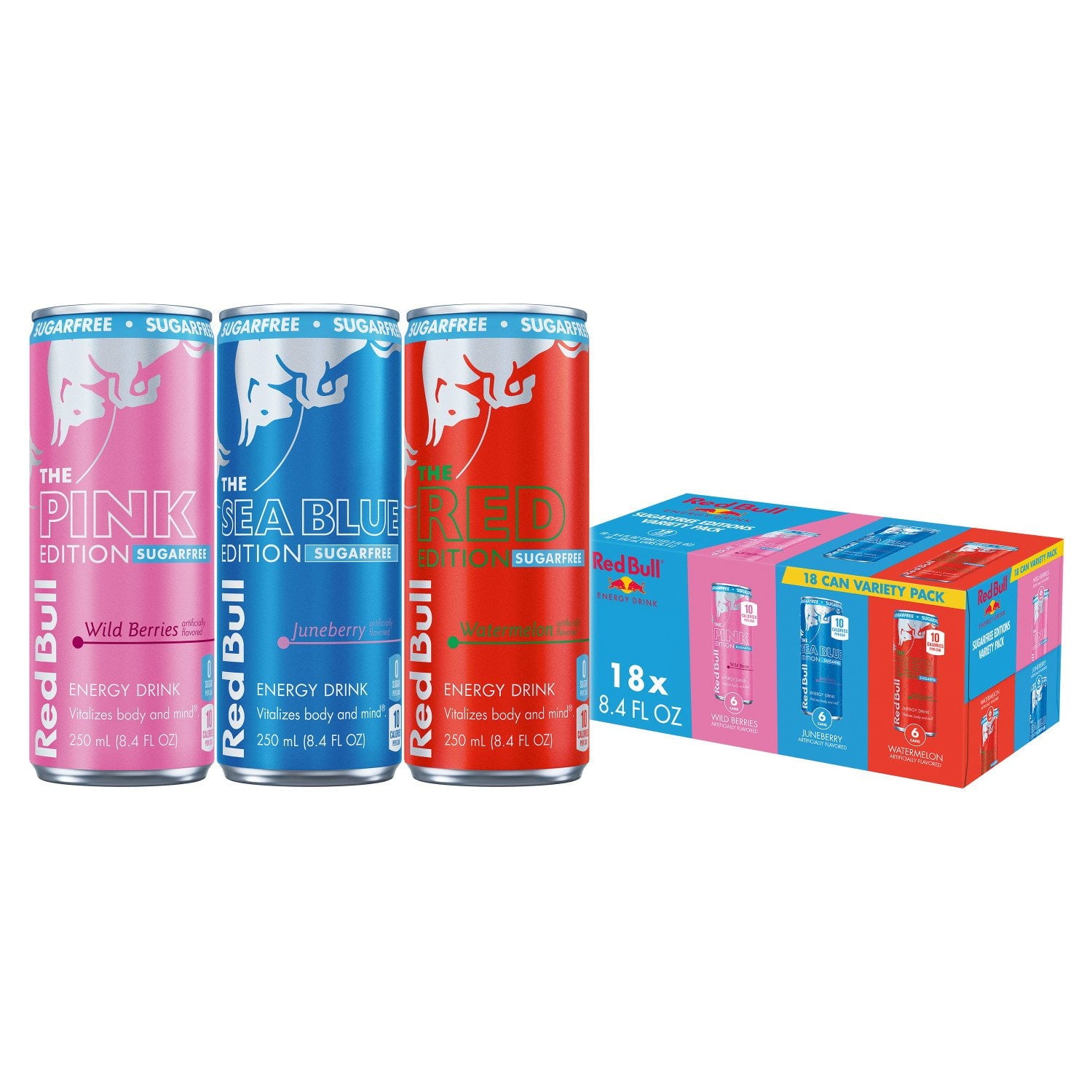 레드불 슈가프리 에디션 버라이어티 8.4 fl. oz × 18 – 무설탕 에디션 모음