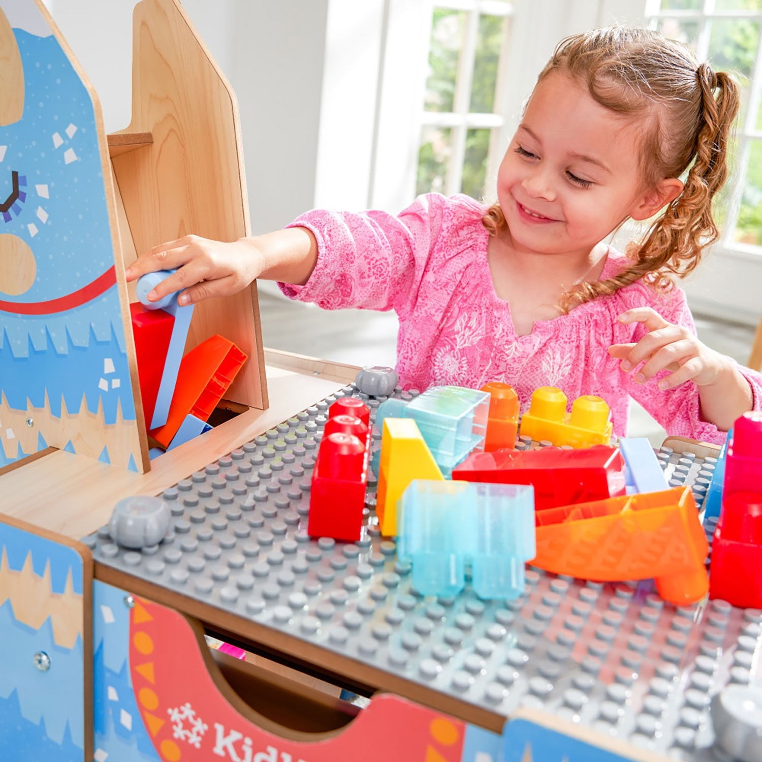 KidKraft ラマ ピニャータ ビルディングブロックテーブル 50ブロック付き