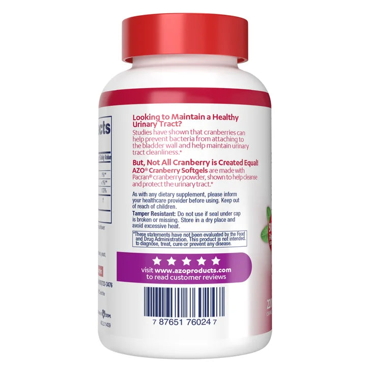 AZO 크랜베리 요로 건강 500mg – UTI 예방·방광 건강, 220소프트젤