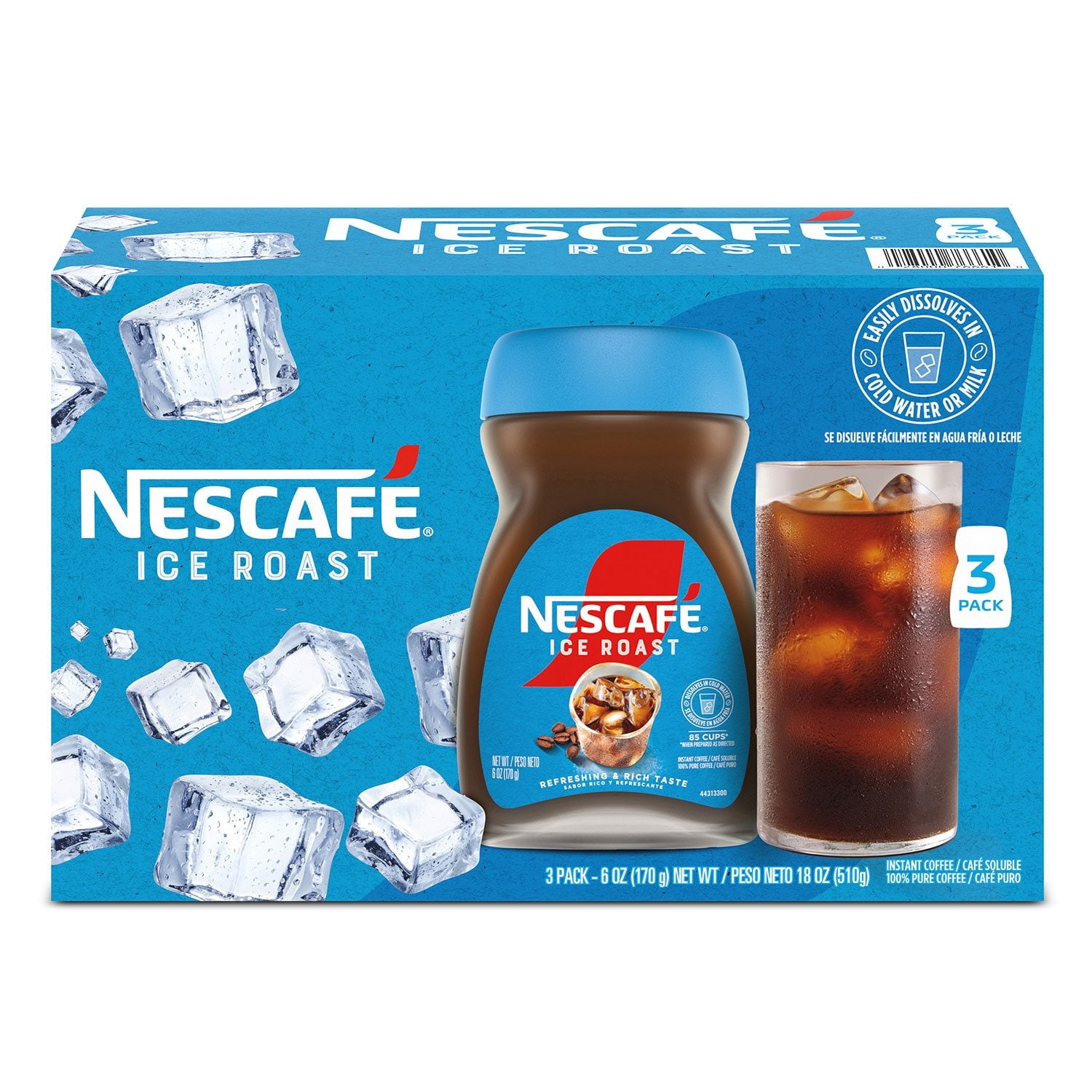 네스카페 아이스 로스트 인스턴트 커피 6 oz × 3 – 아이스 전용 인스턴트