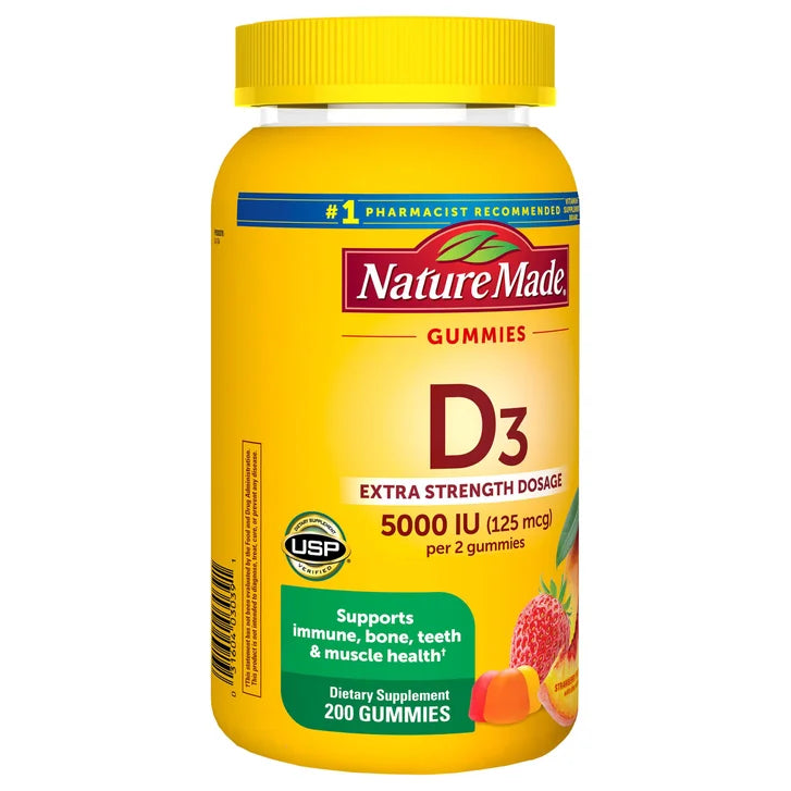 ネイチャーメイド エクストラストレングス ビタミンD3 125 mcg、グミ200個