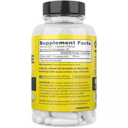 Con-cret Creatine HCl (72 Capsules)