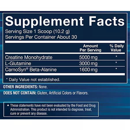BodyTech Creatine + Glutamine with Beta-Alanine Powder – Micronized – Unflavored (10.8 oz./30 Servings)