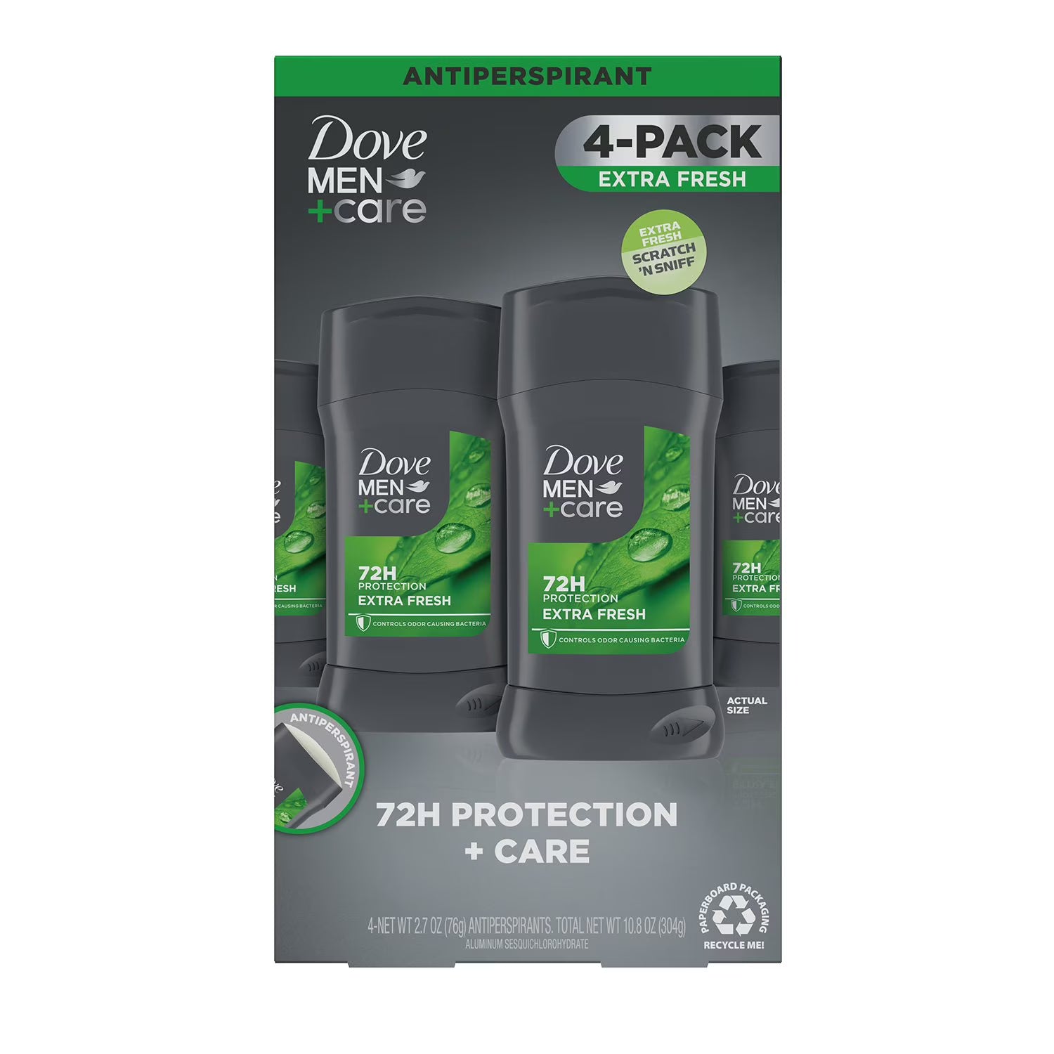 도브 맨케어 안티퍼스피런트 데오드란트 엑스트라 프레시 2.7 oz., 4 pk. – 남성용 데일리 케어에 적합한 타입으로 상쾌한 향과 깔끔한 사용감