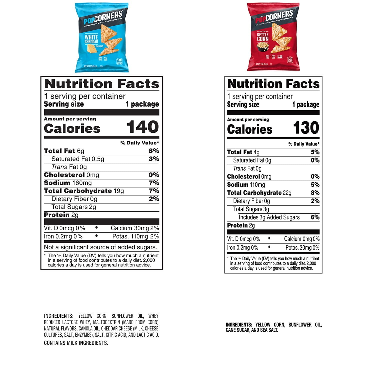 PopCorners バラエティパック チップス、1オンス、28 個入り。