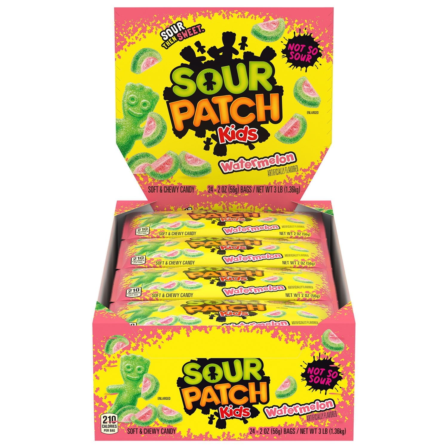 サワーパッチキッズ スイカソフトチューイーキャンディー、2オンス、24個入り。