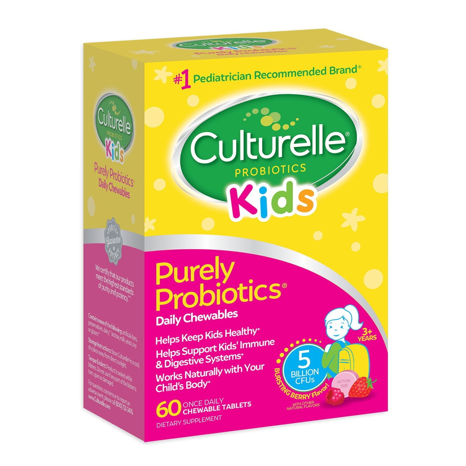 Culturelle Kids Purely Probiotics チュアブル錠、60 錠。
