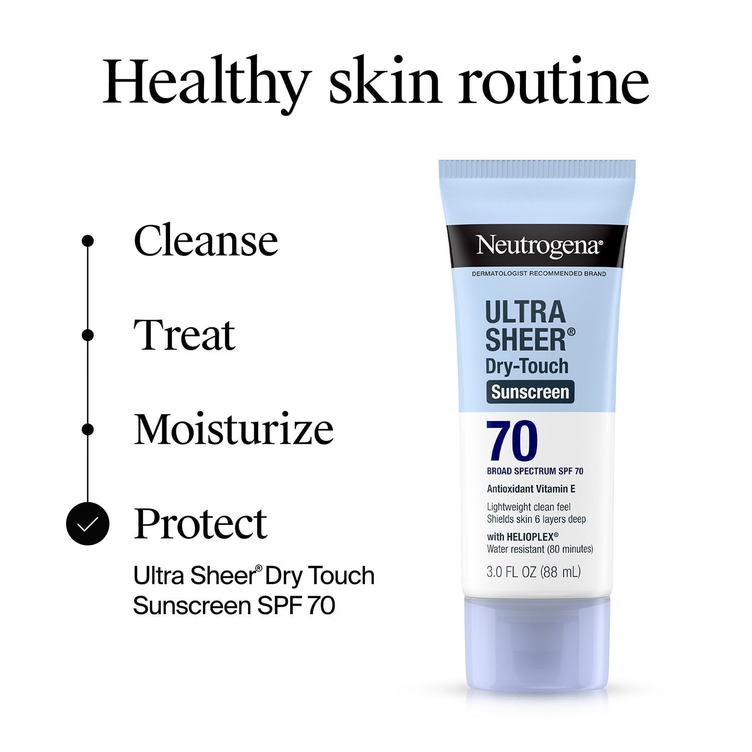 뉴트로지나 울트라 쉬어 드라이터치 선로션 SPF 70 3 oz × 3 – 산뜻한 사용감