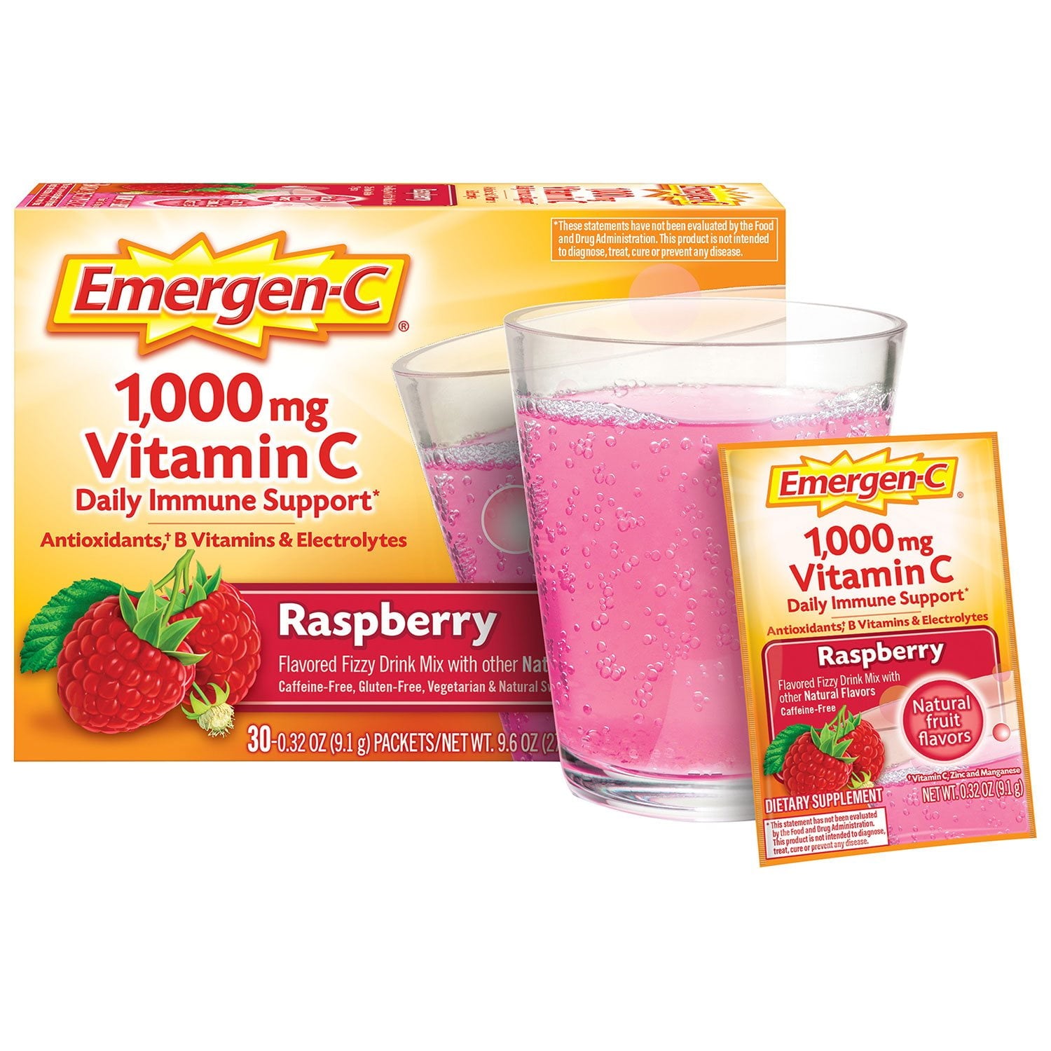 エマージェンC ビタミンC 1000mg パウダー（抗酸化物質配合）炭酸ドリンクミックス、90 個入り。