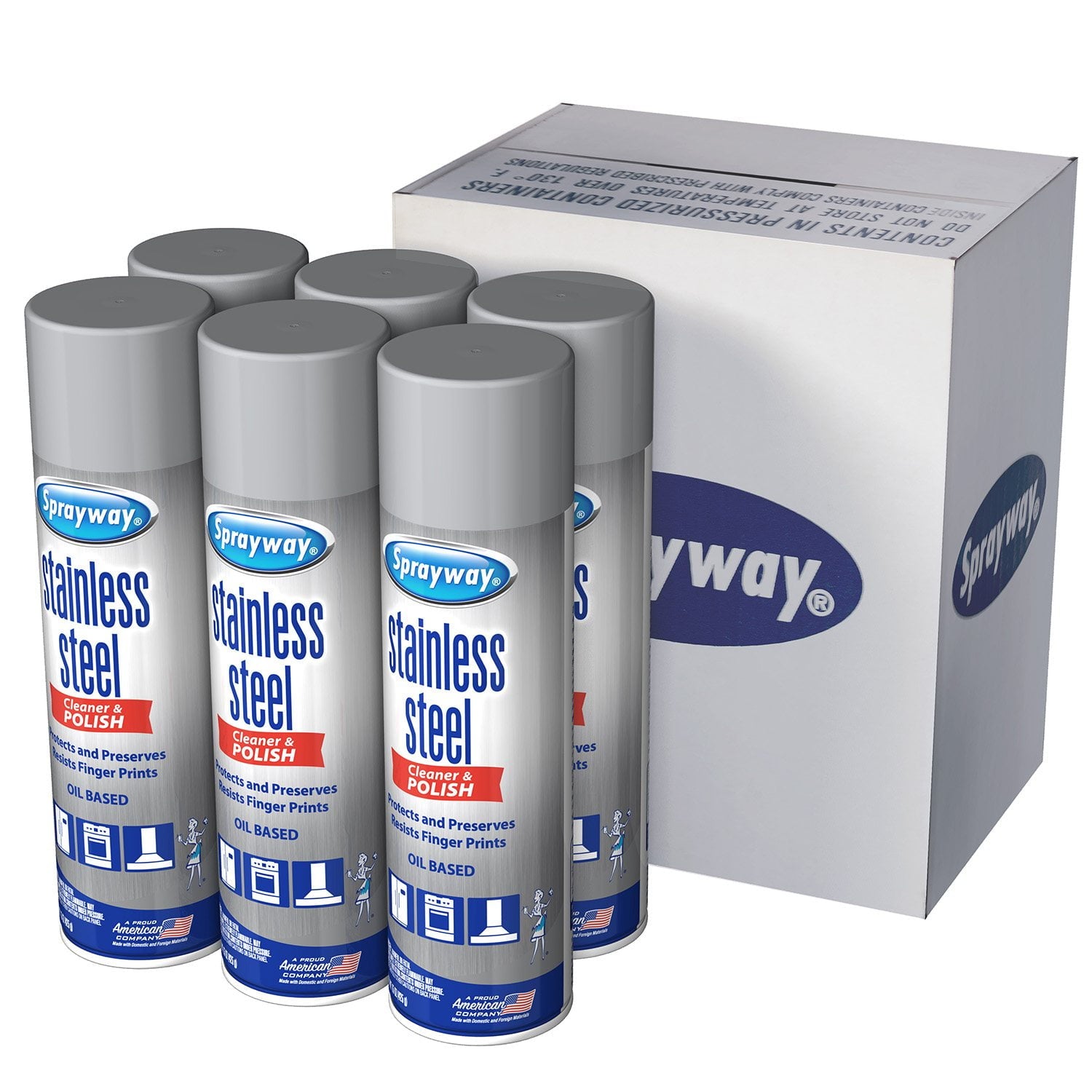 Sprayway ステンレススチールクリーナーおよびポリッシャー、15 オンス、6 個パック。