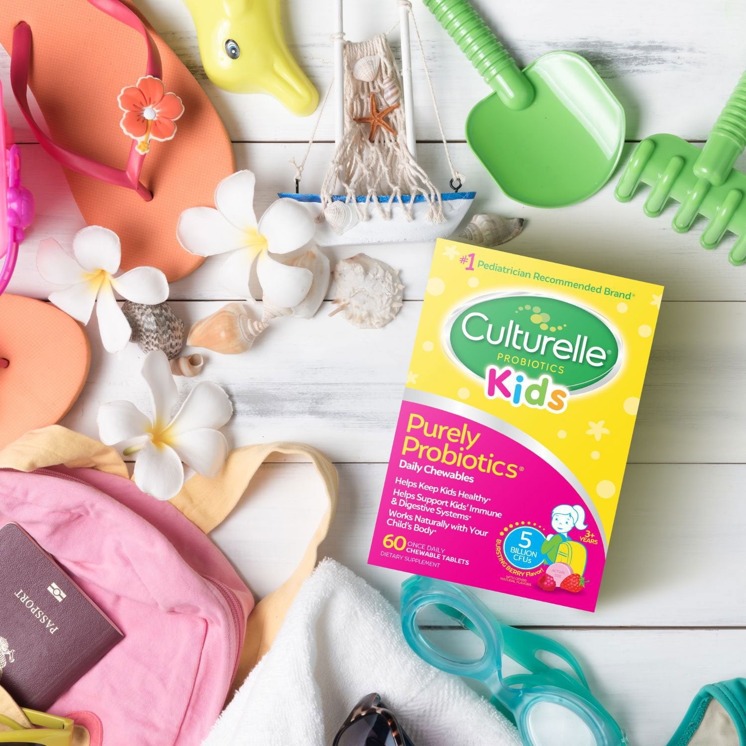Culturelle Kids Purely Probiotics チュアブル錠、60 錠。