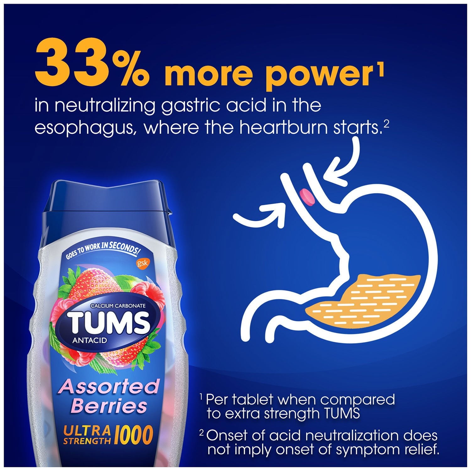 TUMS ウルトラストレングスチュアブル制酸錠、アソートベリー、265 錠。