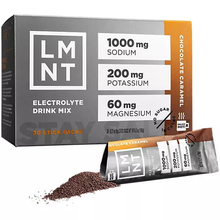 LMNT Zero-Sugar Electrolyte Drink Mix - Chocolate Caramel (30 Stick Packs)
