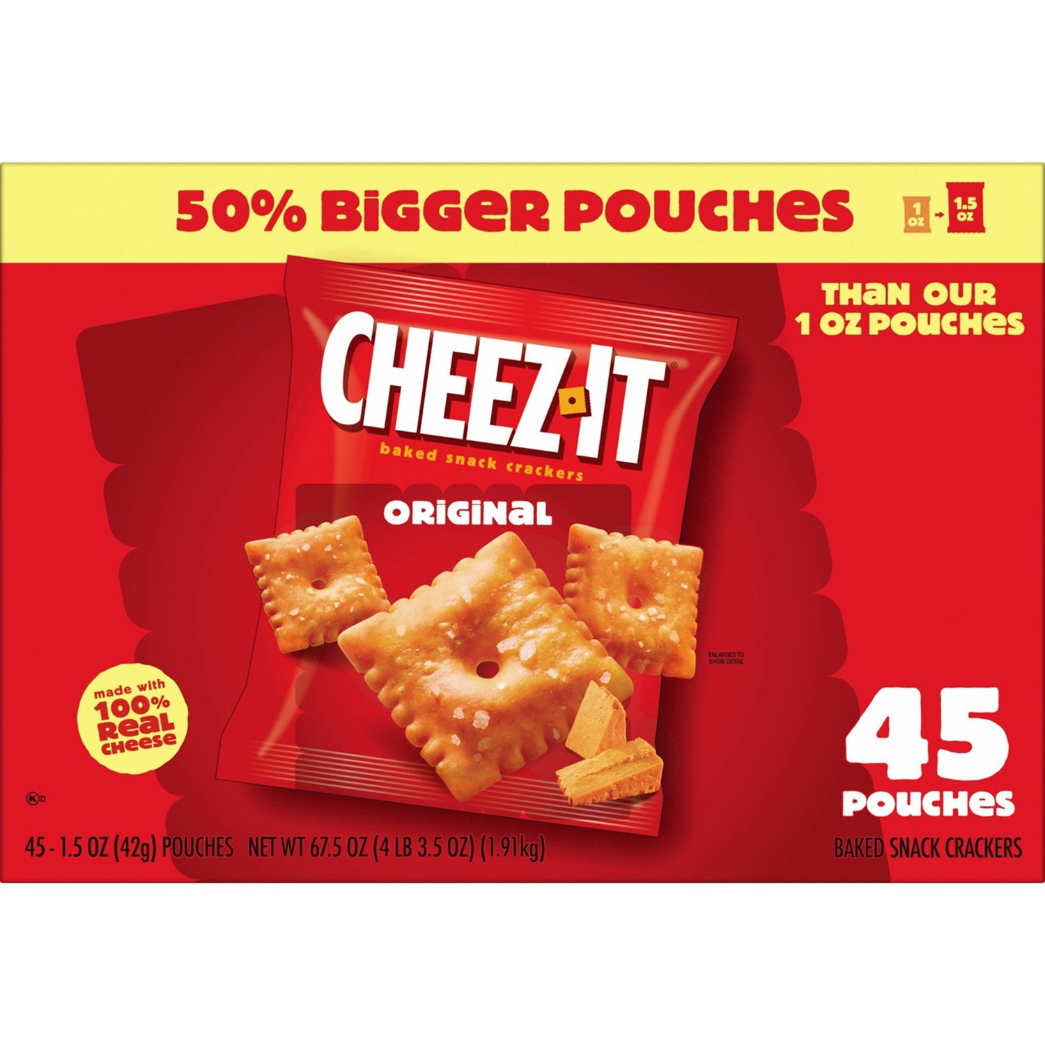 Cheez-It オリジナル ベイクド スナック クラッカー 1.5 オンス、45 個入り