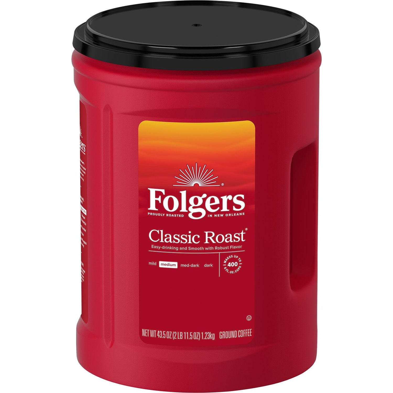 폴저스 클래식 미디엄 로스트 커피 43.5 oz – 부드럽고 진한 클래식 블렌드 커피