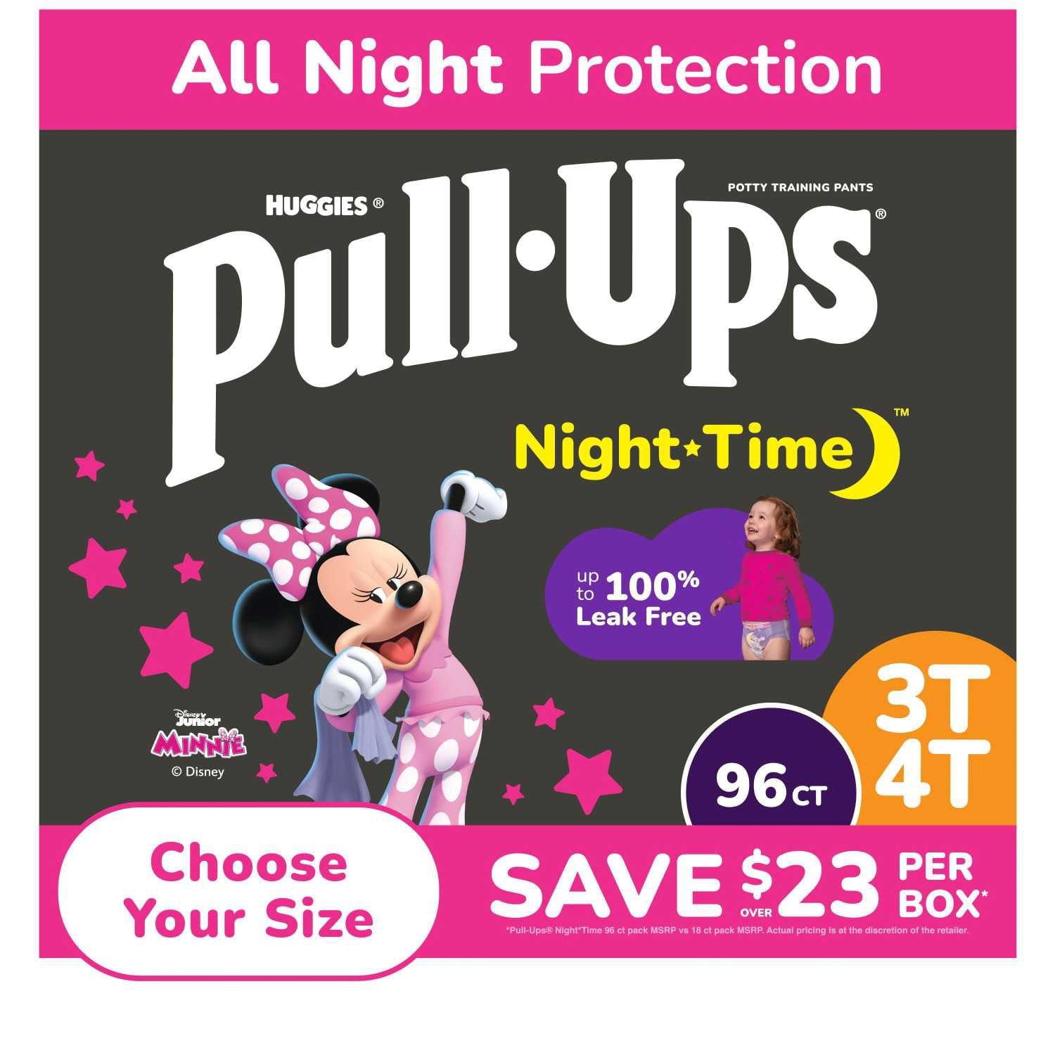 女の子用プルアップ夜間トイレトレーニングパンツ、サイズ2T～4T