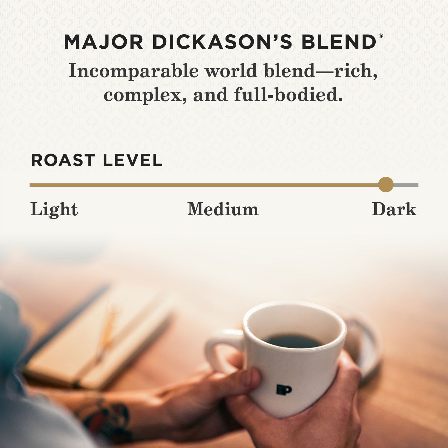 Peet's Coffee ダークロースト全粒豆、メジャーディッカソンブレンド、32 オンス。