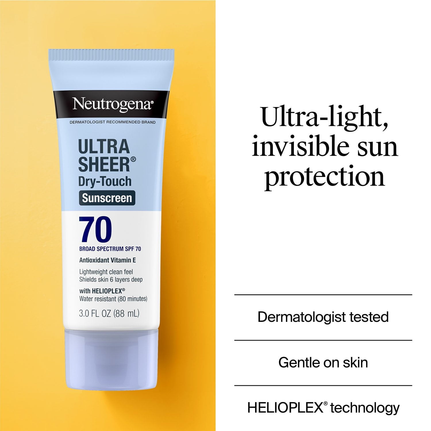 뉴트로지나 울트라 쉬어 드라이터치 선로션 SPF 70 3 oz × 3 – 산뜻한 사용감