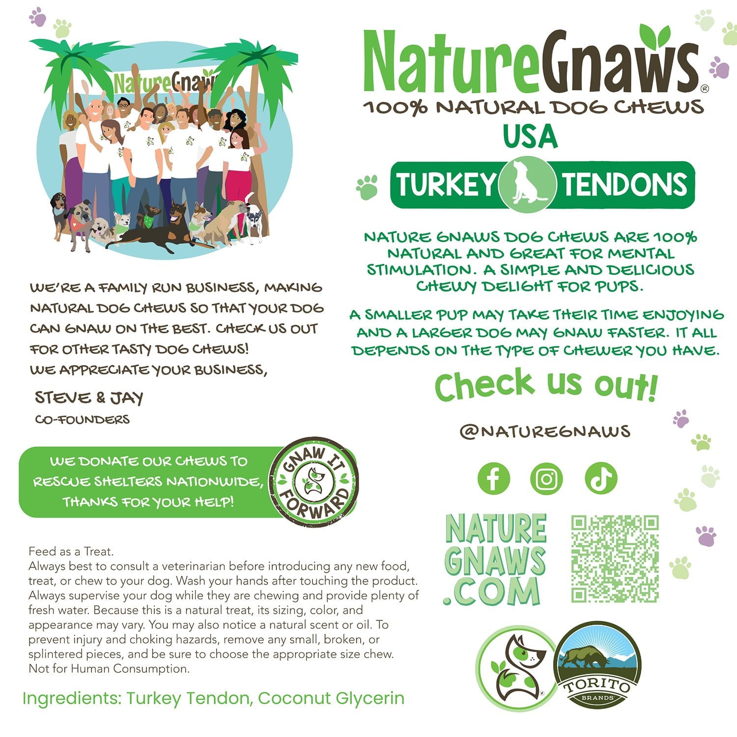 Nature Gnaws、米国産ターキーテンドン ナチュラル ドッグチュー、12 オンス。