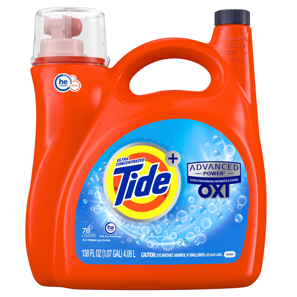 타이드 플러스 어드밴스드 파워 위드 옥시 액상 세탁세제 오리지널 138 fl oz 78회 세탁