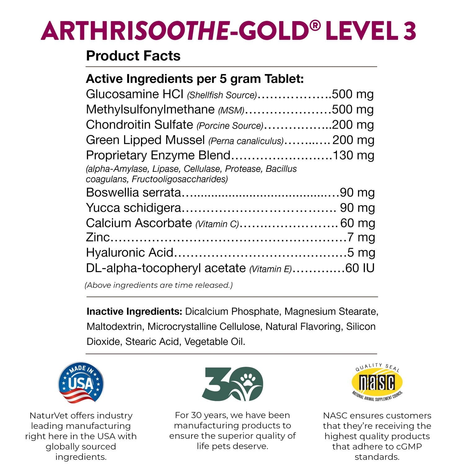NaturVet ArthriSoothe-GOLD レベル3 犬猫用 アドバンスド関節ケアサプリメント 240錠 (タイプを選択)