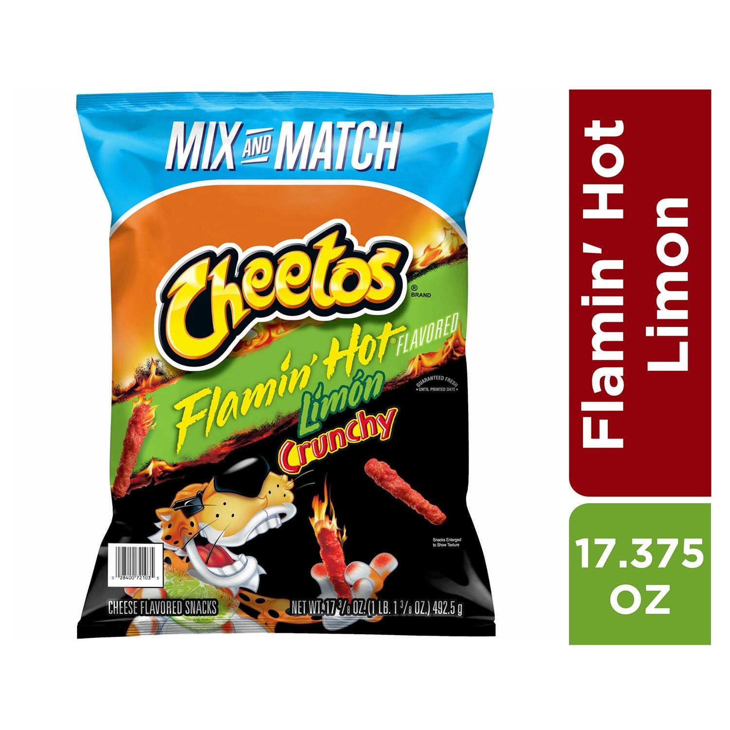 チートス フレイミンホットリモン クランチーチーズ風味スナック、17.375 オンス。